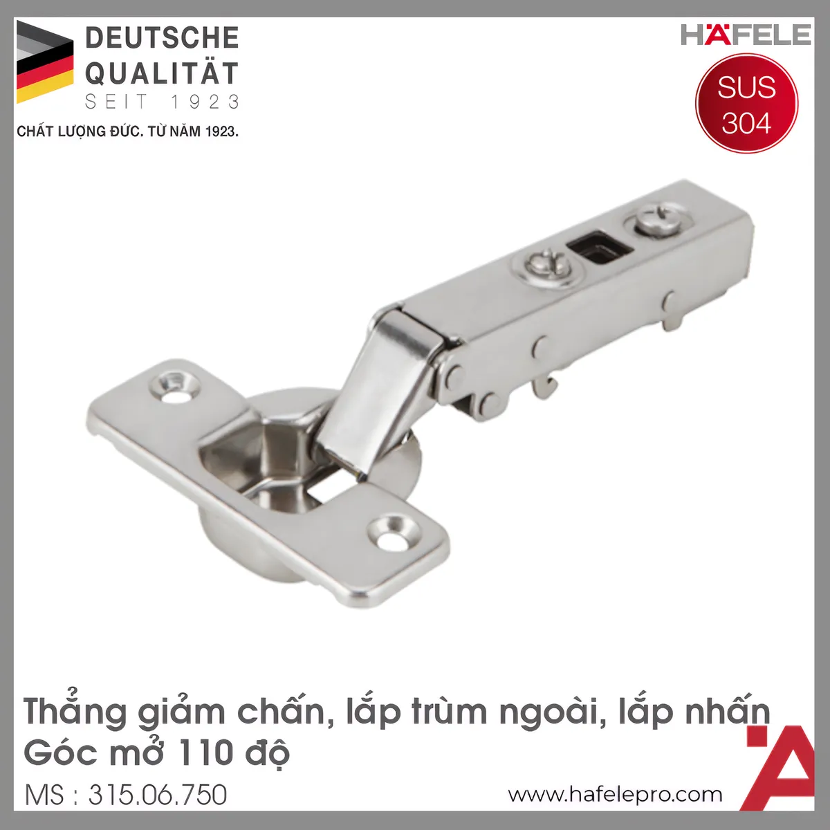 Bản Lề Trùm Ngoài Metalla SM 110º Giảm Chấn Hafele 315.06.750