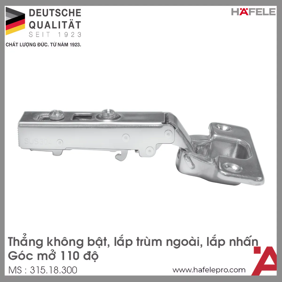 Bản Lề Metalla SM Không Bật 110° Trùm Ngoài Hafele 315.18.300