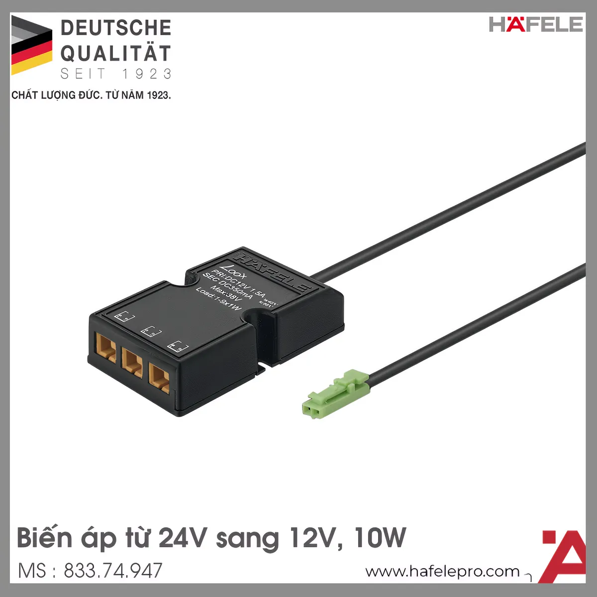 Biến Áp Đèn Led 24V Sang 12V Hafele 833.74.947