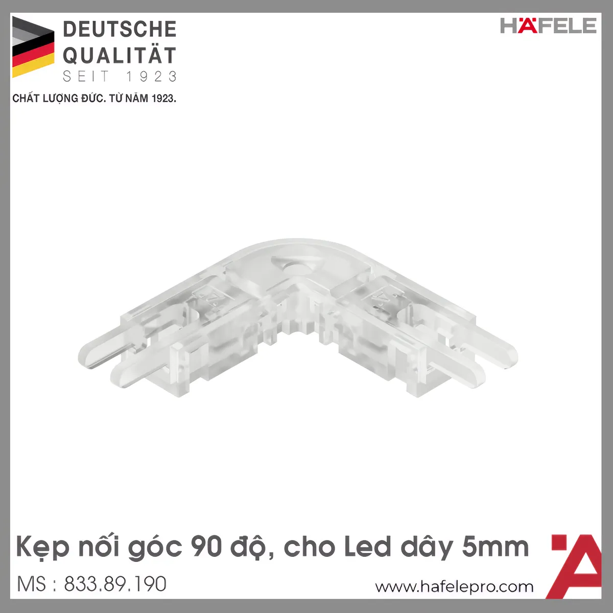 Kẹp Nối Góc 90 Độ Cho Đèn Led Dây 5mm Hafele 833.89.190