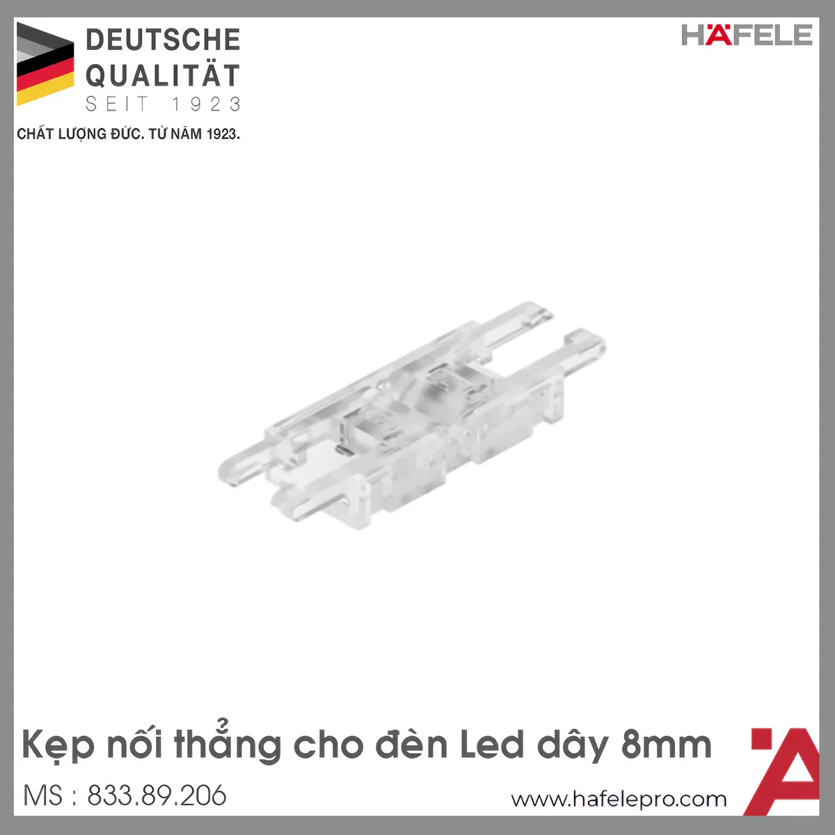 Kẹp Nối Thẳng Cho Đèn LED Dây 8mm Hafele 833.89.206