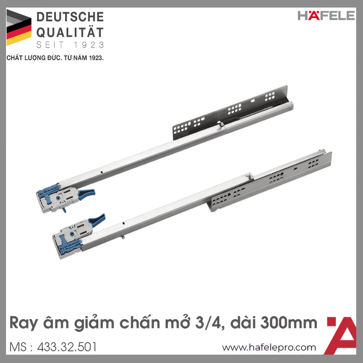 Ray Âm EPC EVO Mở 3/4 Giảm Chấn 300mm Hafele 433.32.501