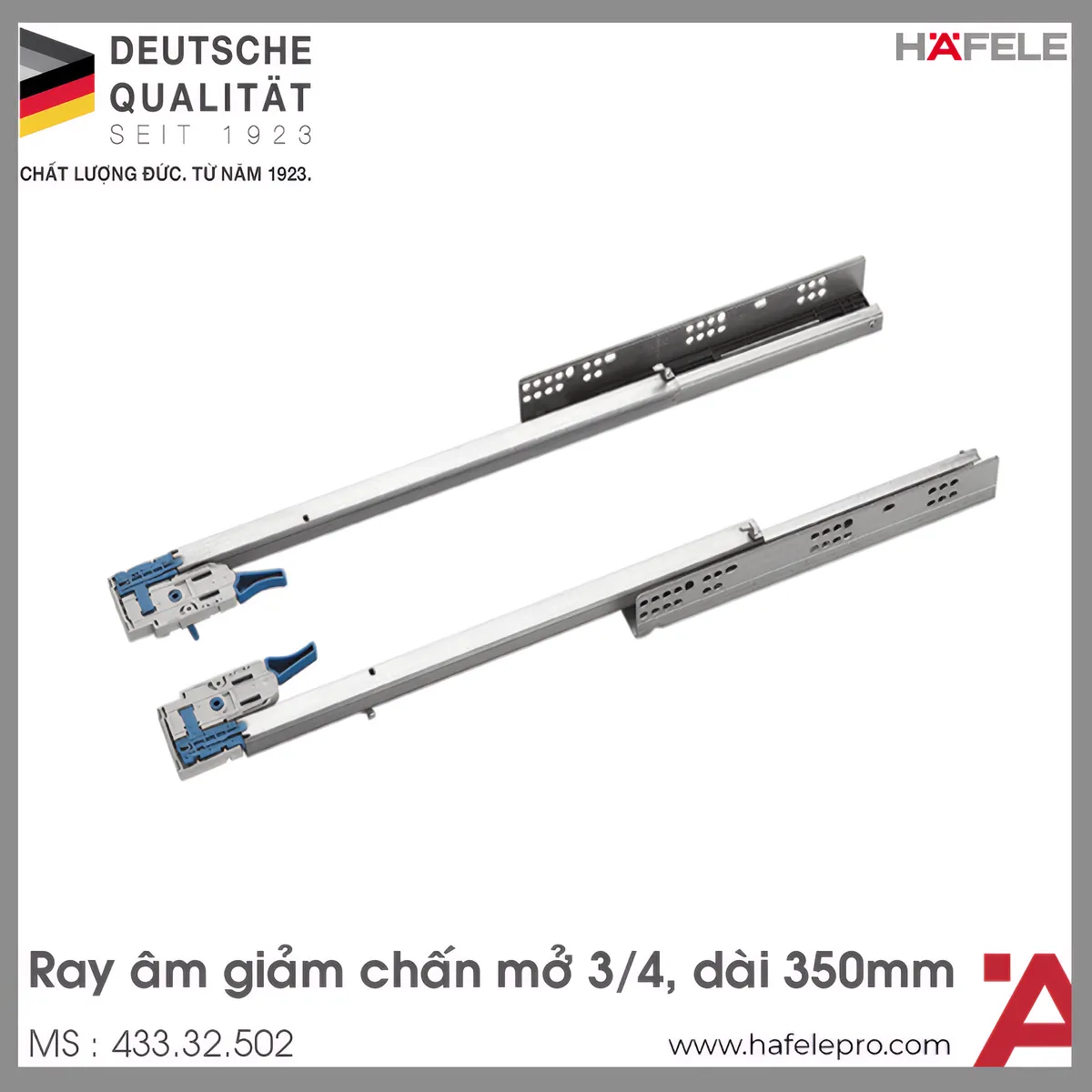 Ray Âm EPC EVO Mở 3/4 Giảm Chấn 350mm Hafele 433.32.502