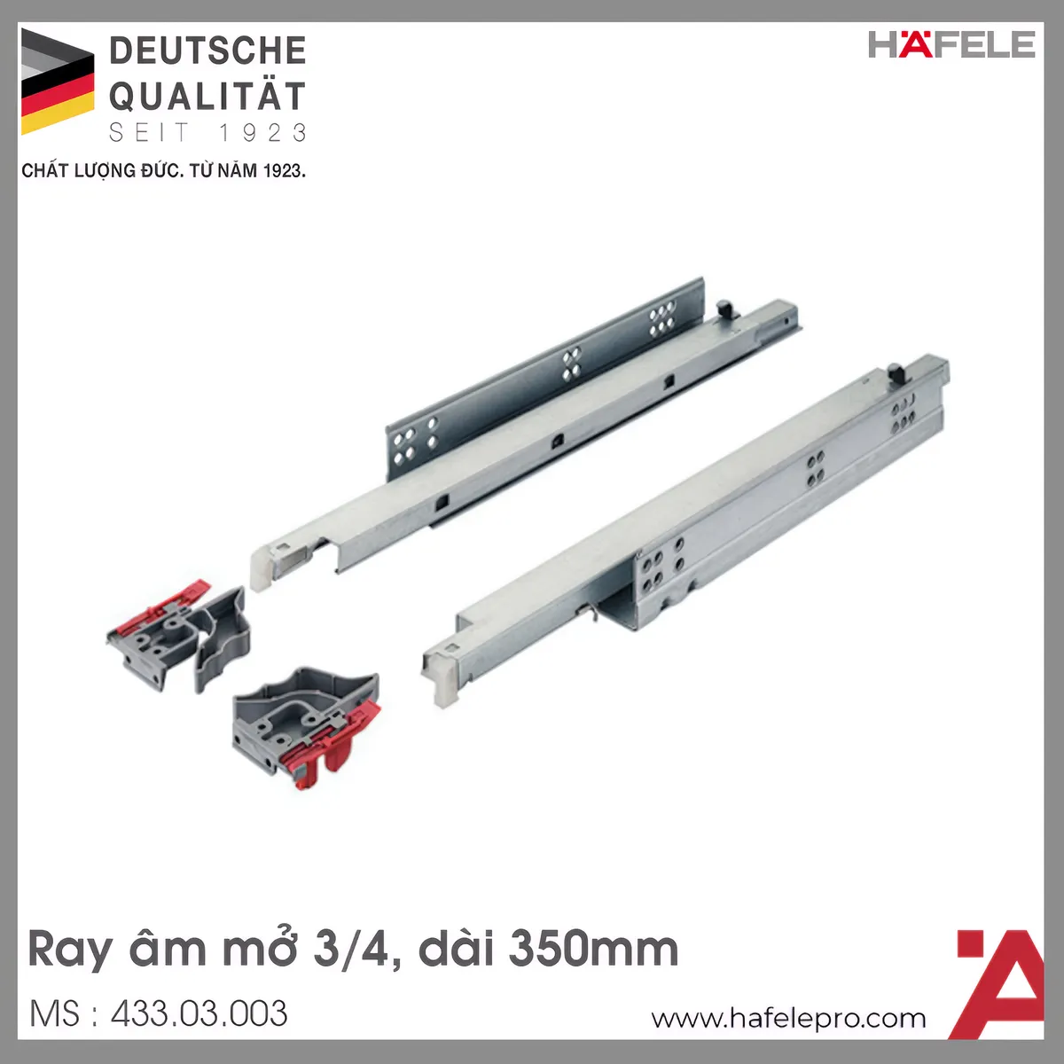 Ray Âm EPC Plus Giảm Chấn Mở 3/4 350mm Hafele 433.03.003