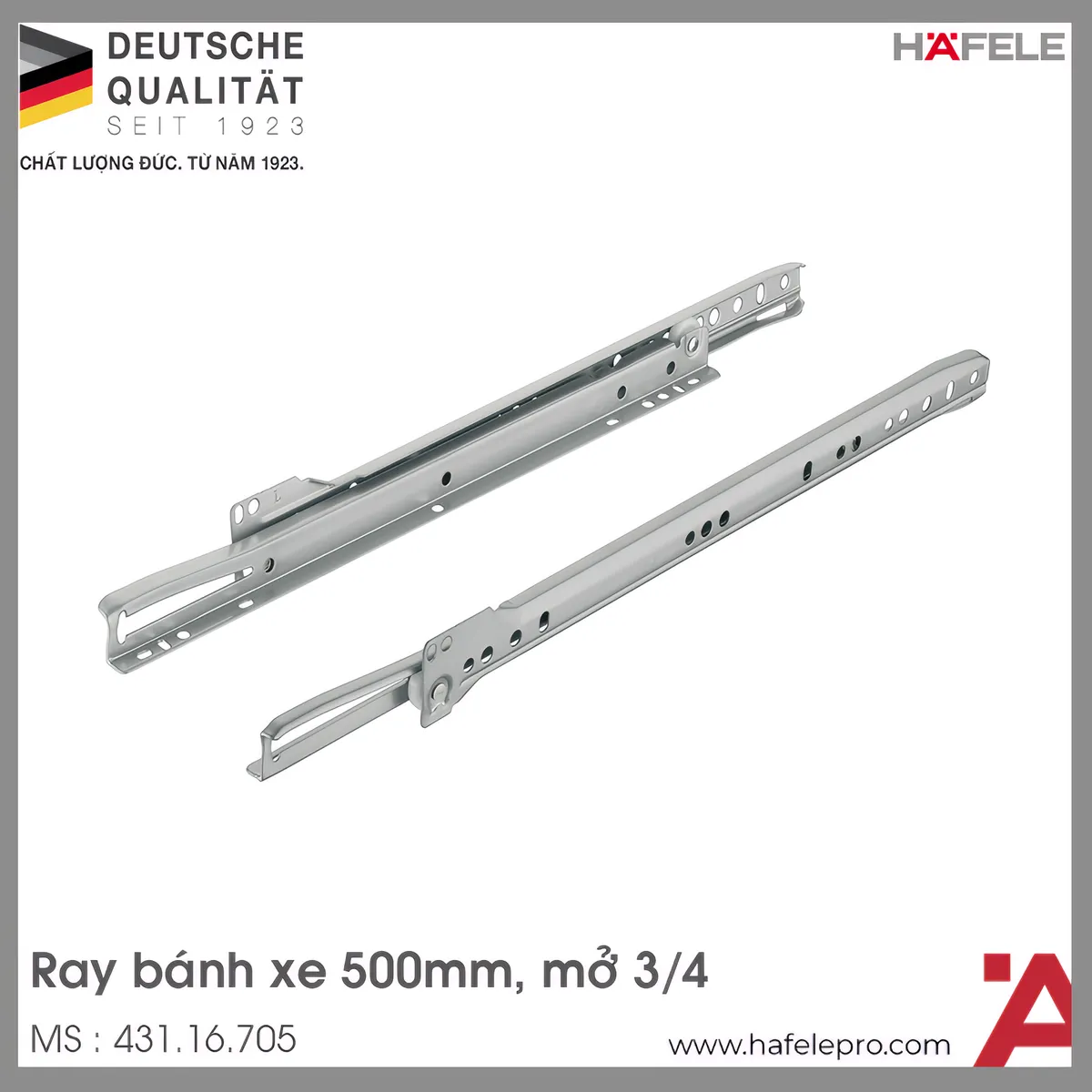 Ray Bánh Xe Mở 3/4 Dài 500mm Hafele 431.16.705