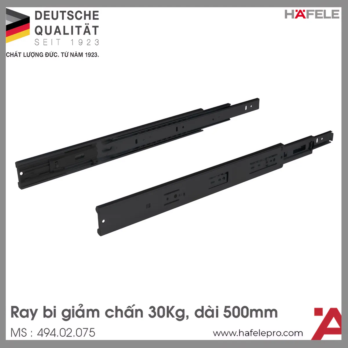 Ray Bi Giảm Chấn 500mm Hafele 494.02.075