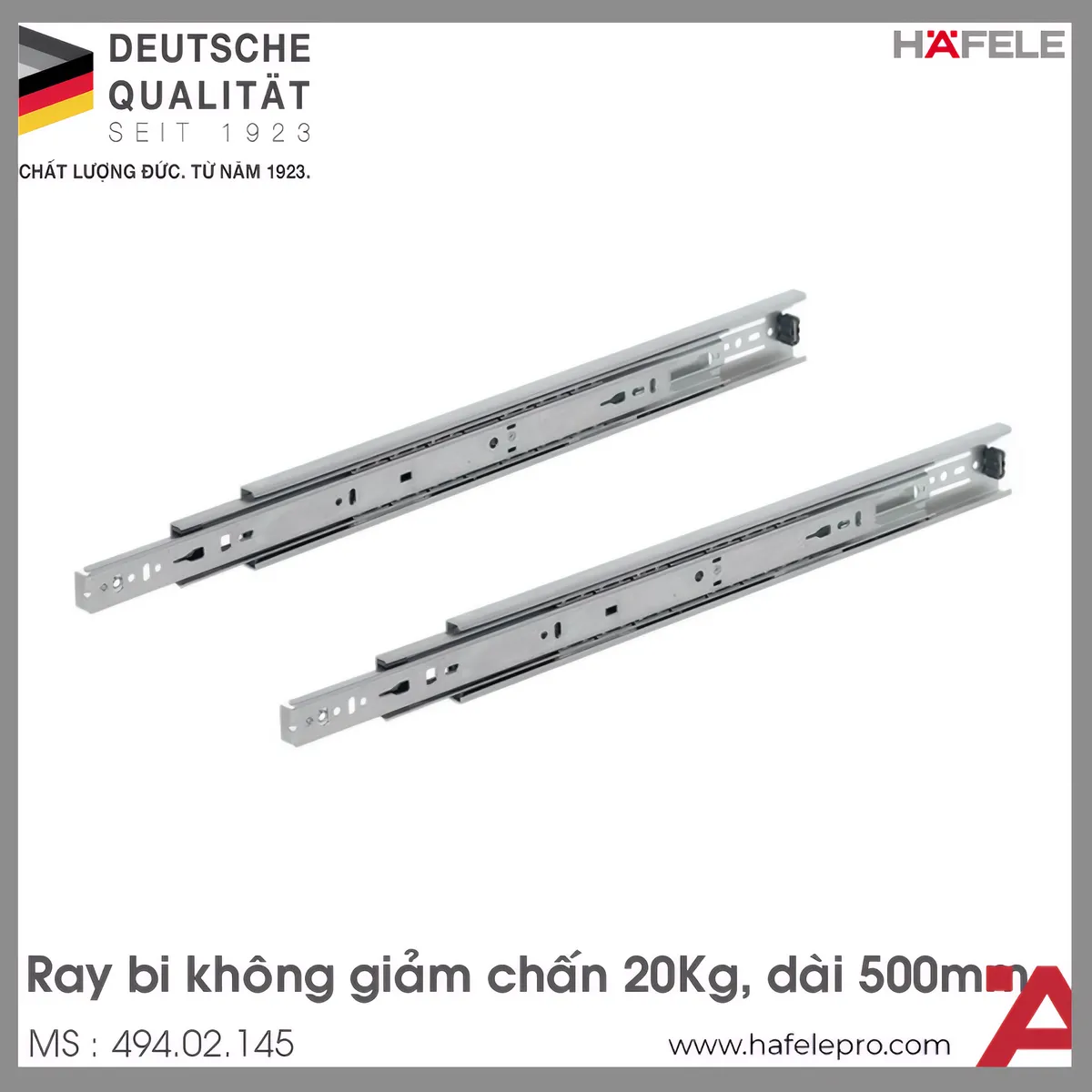 Ray Bi Không Giảm Chấn 500mm Hafele 494.02.145