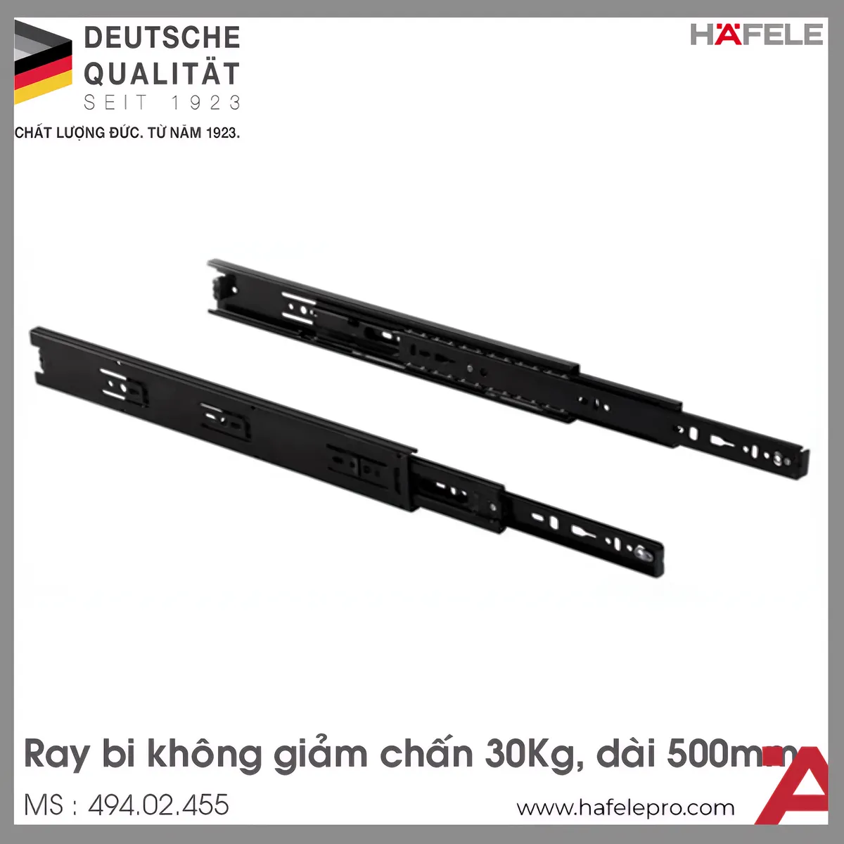 Ray Bi Không Giảm Chấn Màu Đen 500mm Hafele 494.02.455
