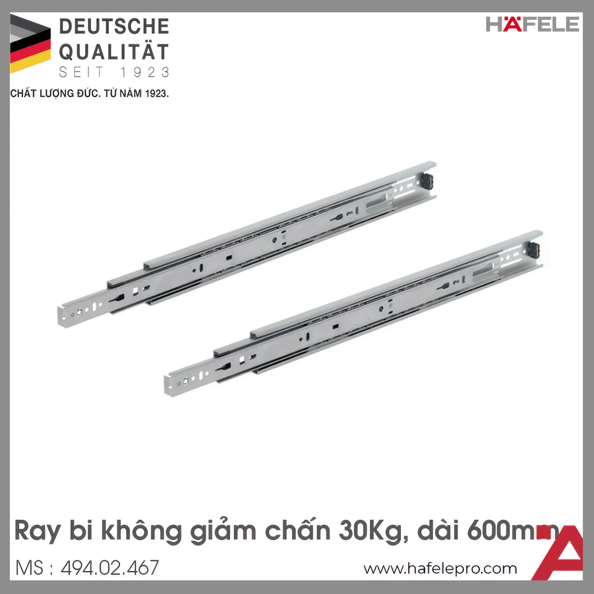 Ray Bi Không Giảm Chấn 600mm Hafele 494.02.467