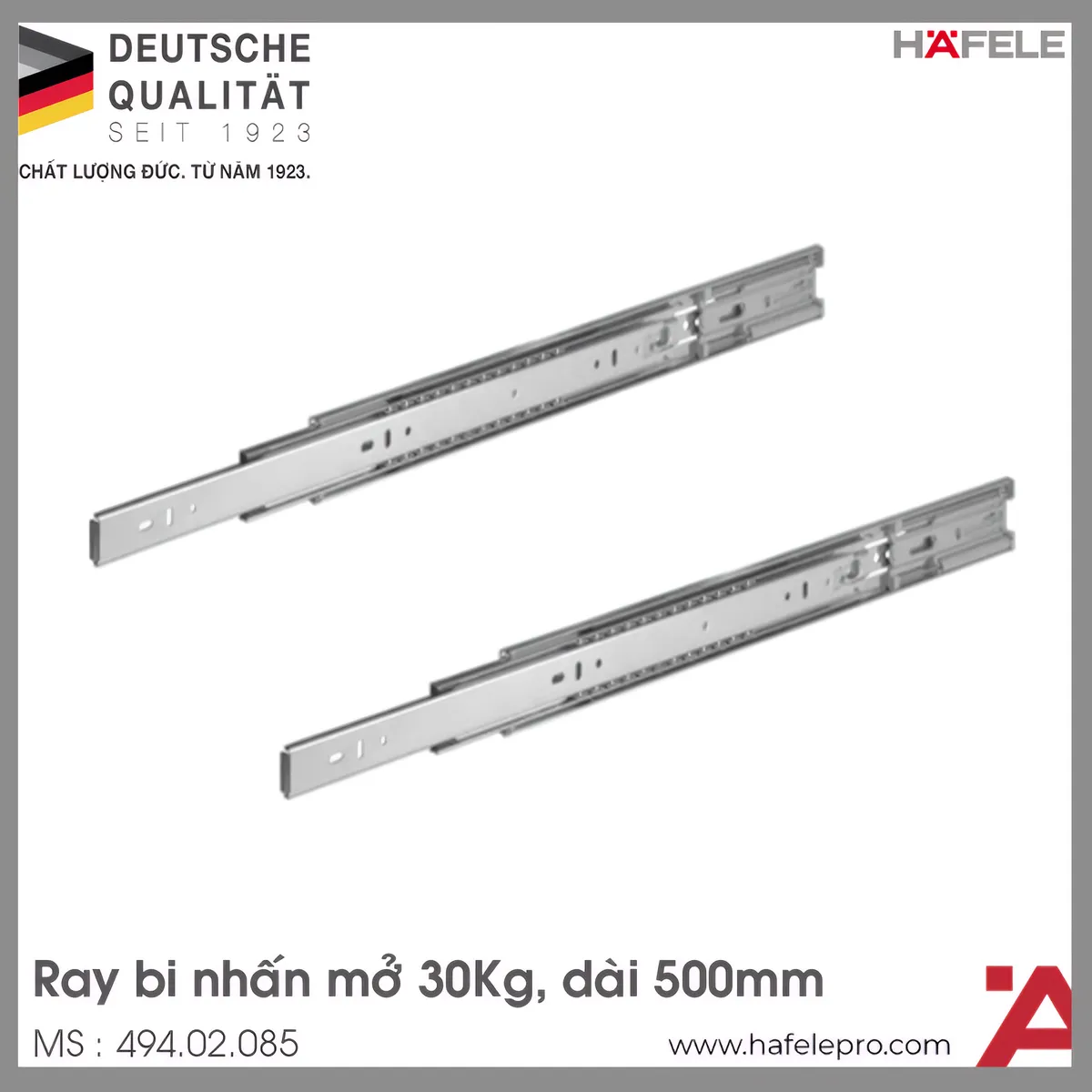 Ray Bi Nhấn Mở 500mm Hafele 494.02.085