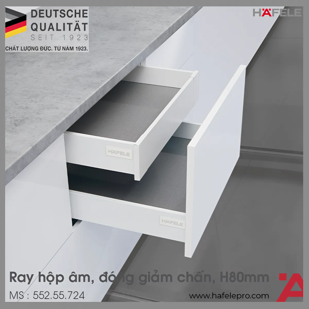 Ray Hộp Âm Alto-S Giảm Chấn H80mm Hafele 552.55.724