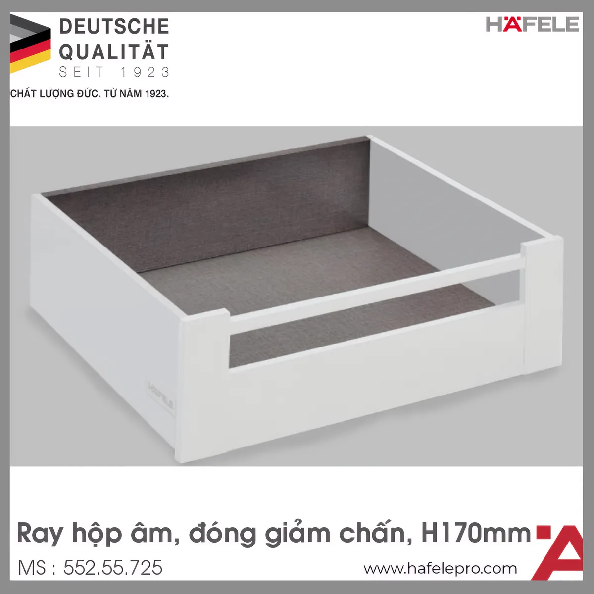 Ray Hộp Âm Alto-S Giảm Chấn H170mm Hafele 552.55.725