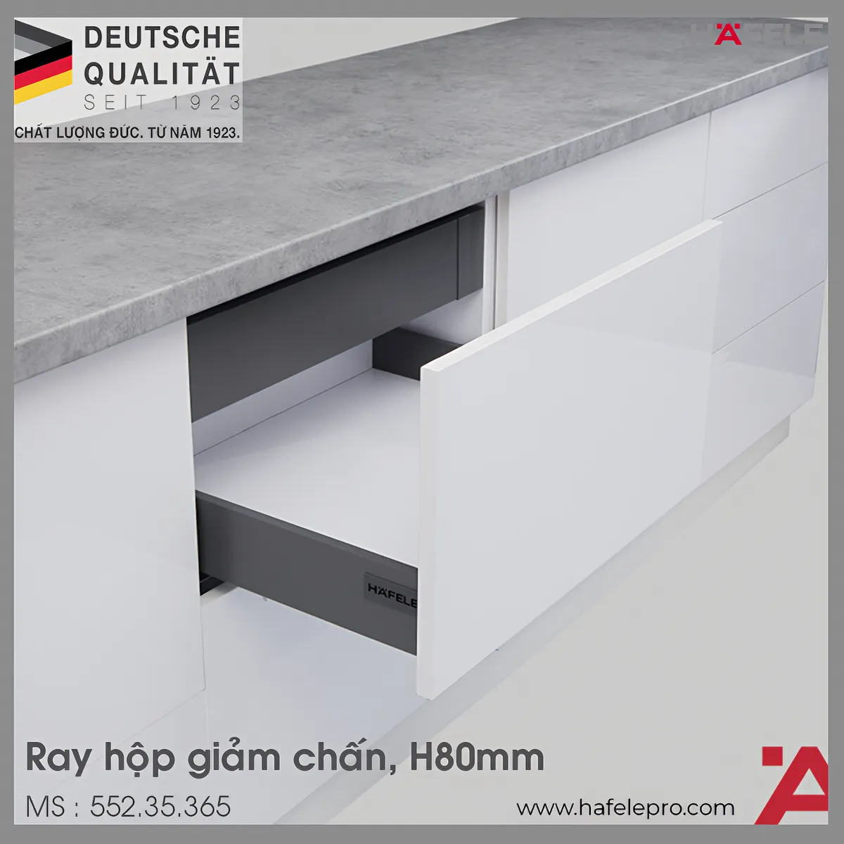 Ray Hộp Alto-S Giảm Chấn H80mm Hafele 552.35.365