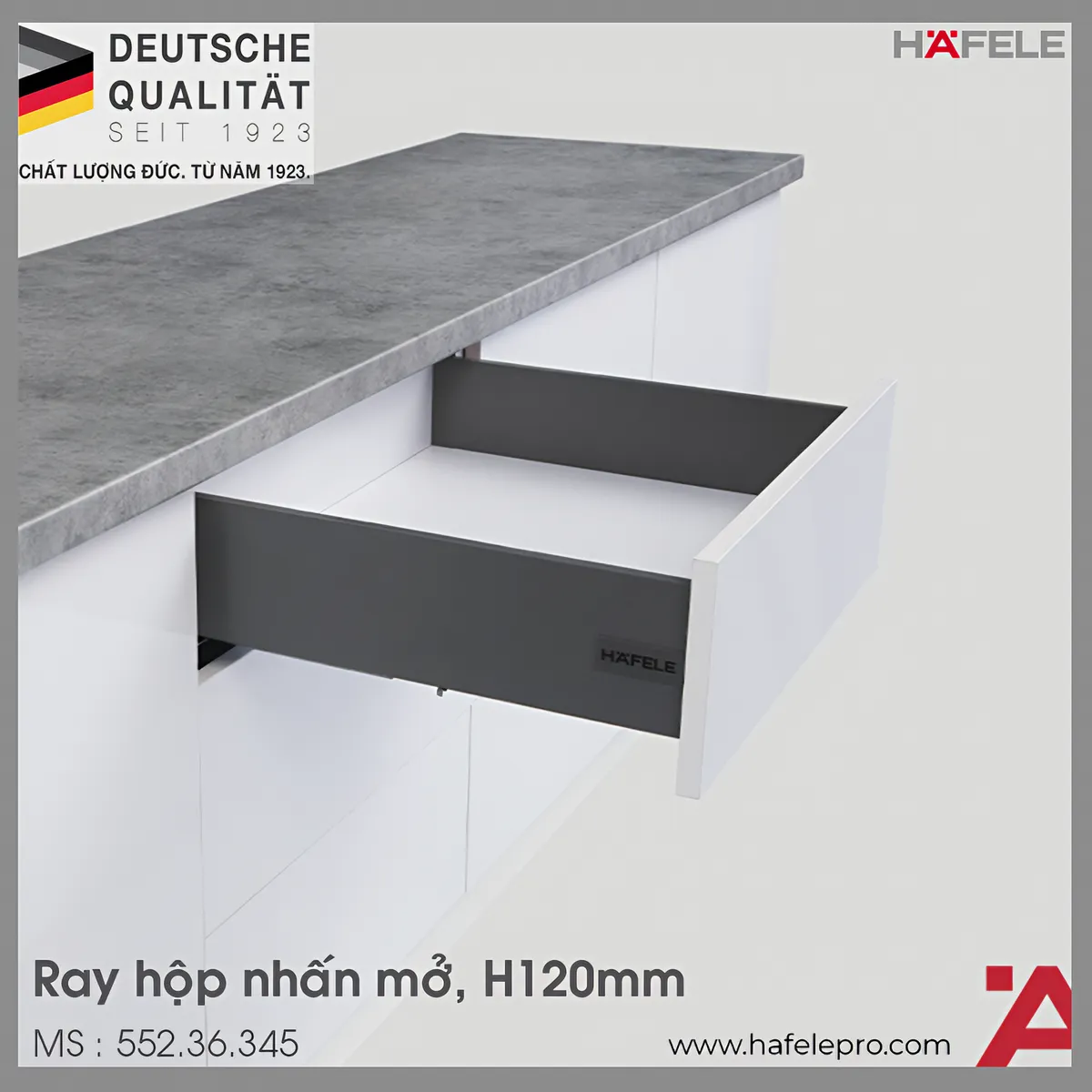 Ray Hộp Alto-S Nhấn Mở H120mm Hafele 552.36.345