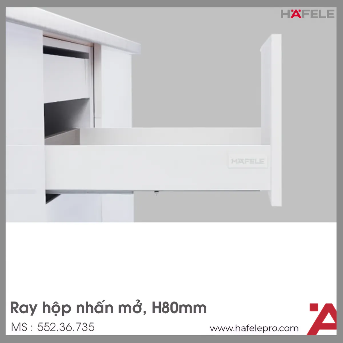 Ray Hộp Alto-S Nhấn Mở H80mm Hafele 552.36.735 - HafelePro