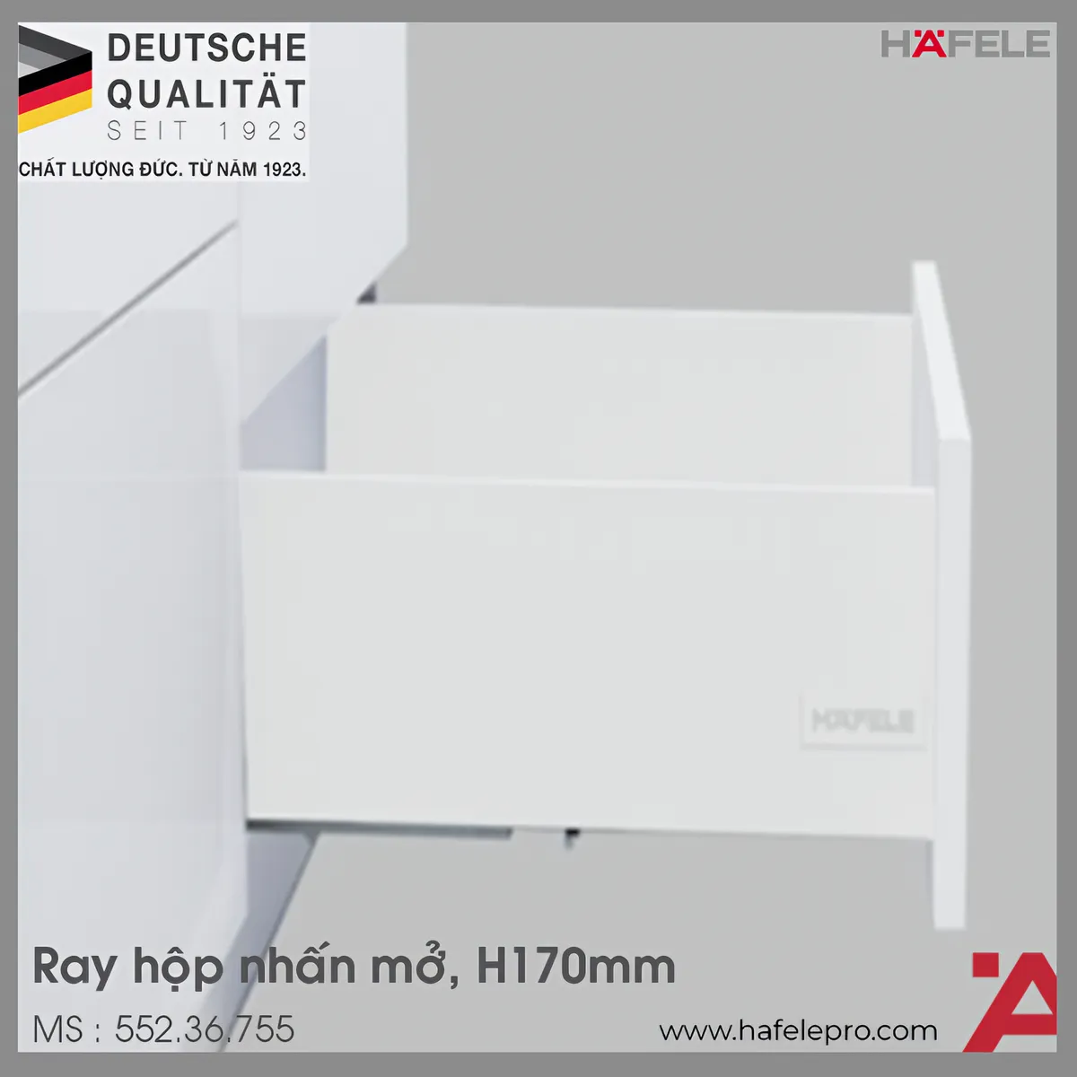 Ray Hộp Alto-S Nhấn Mở H170mm Hafele 552.36.755