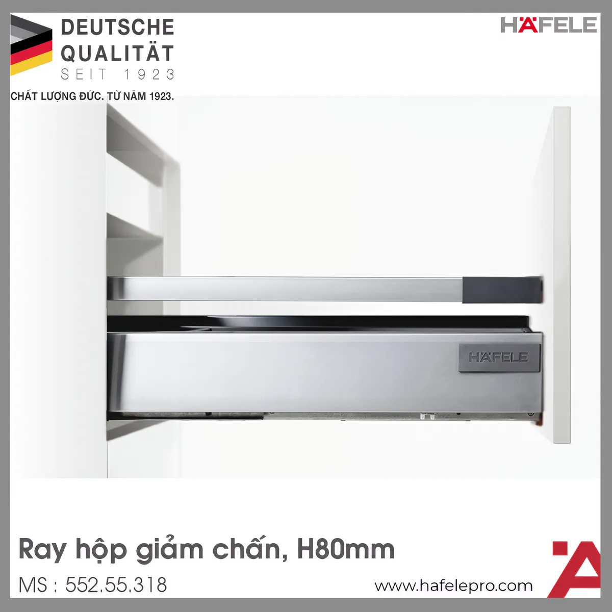 Ray Hộp Alto-S Giảm Chấn H80mm Hafele 552.55.318