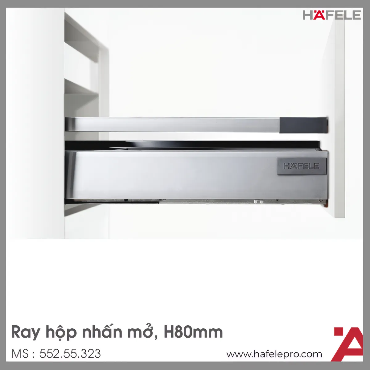 Ray Hộp Alto-S Nhấn Mở H80mm Hafele 552.55.323