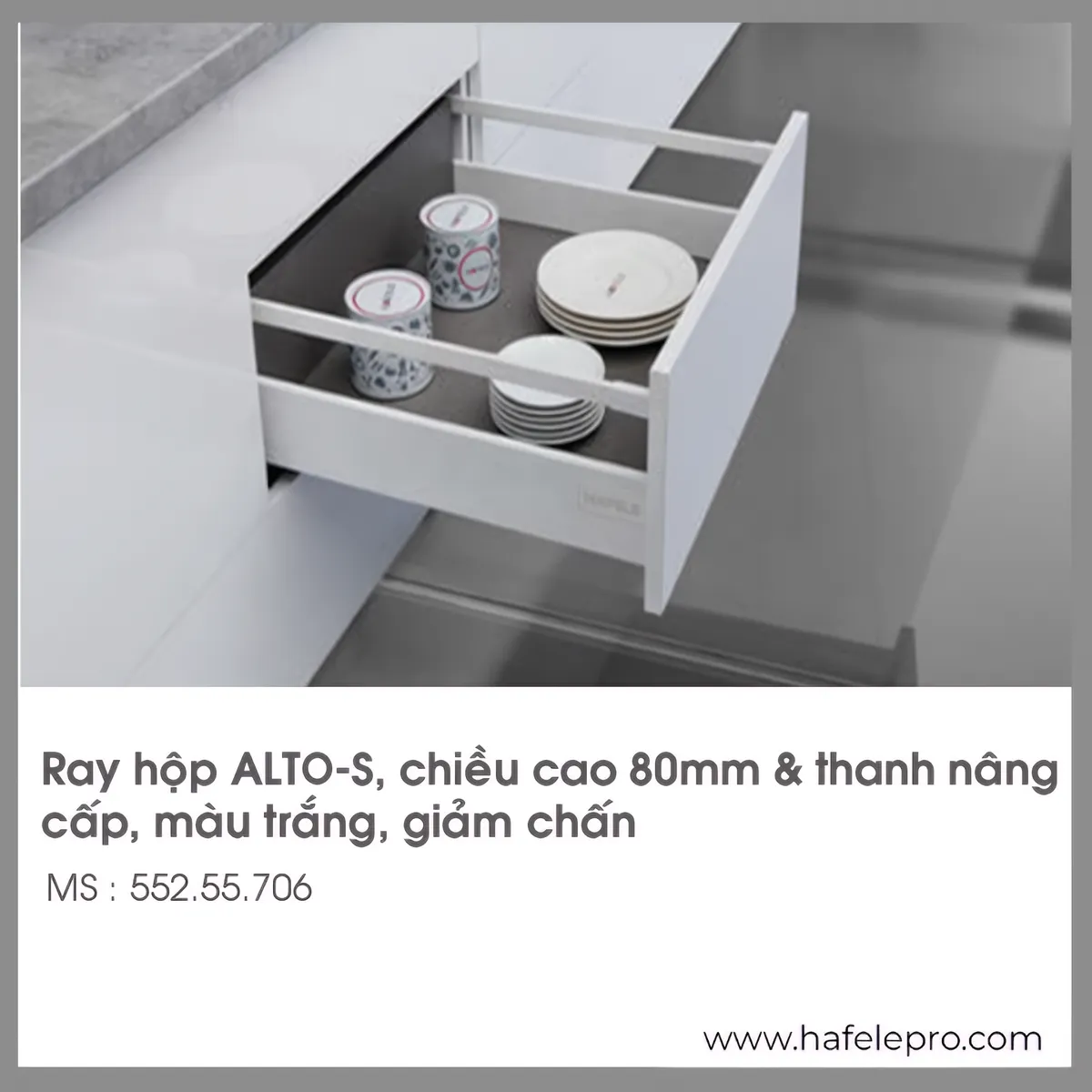 Ray Hộp Alto-S Giảm Chấn H80mm Hafele 552.55.706