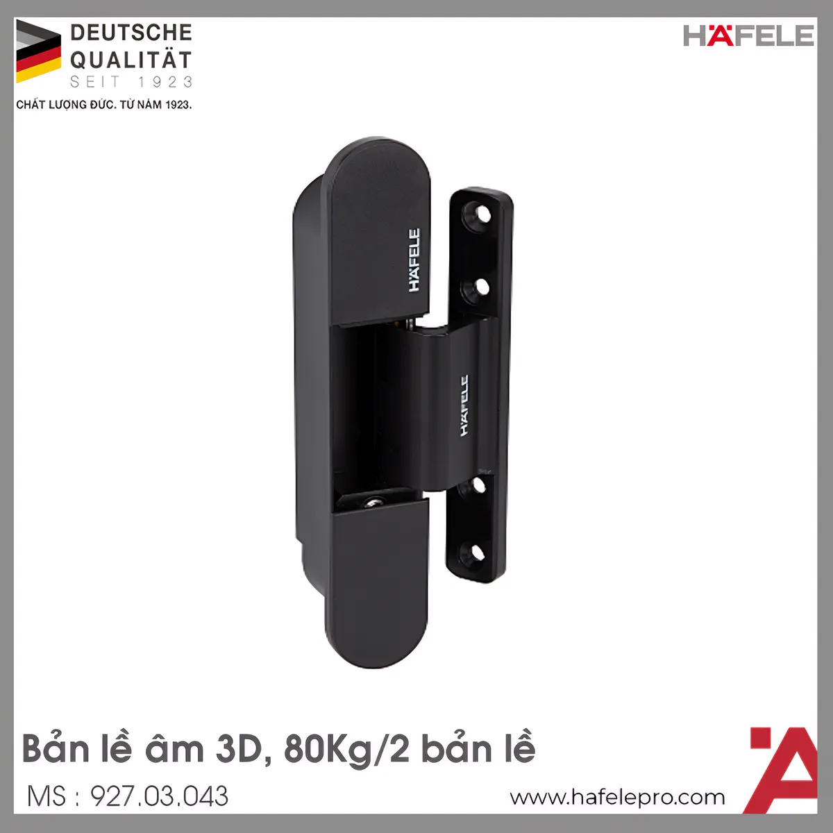 Bản Lề Âm Điều Chỉnh 3D Màu Đen Hafele 927.03.043