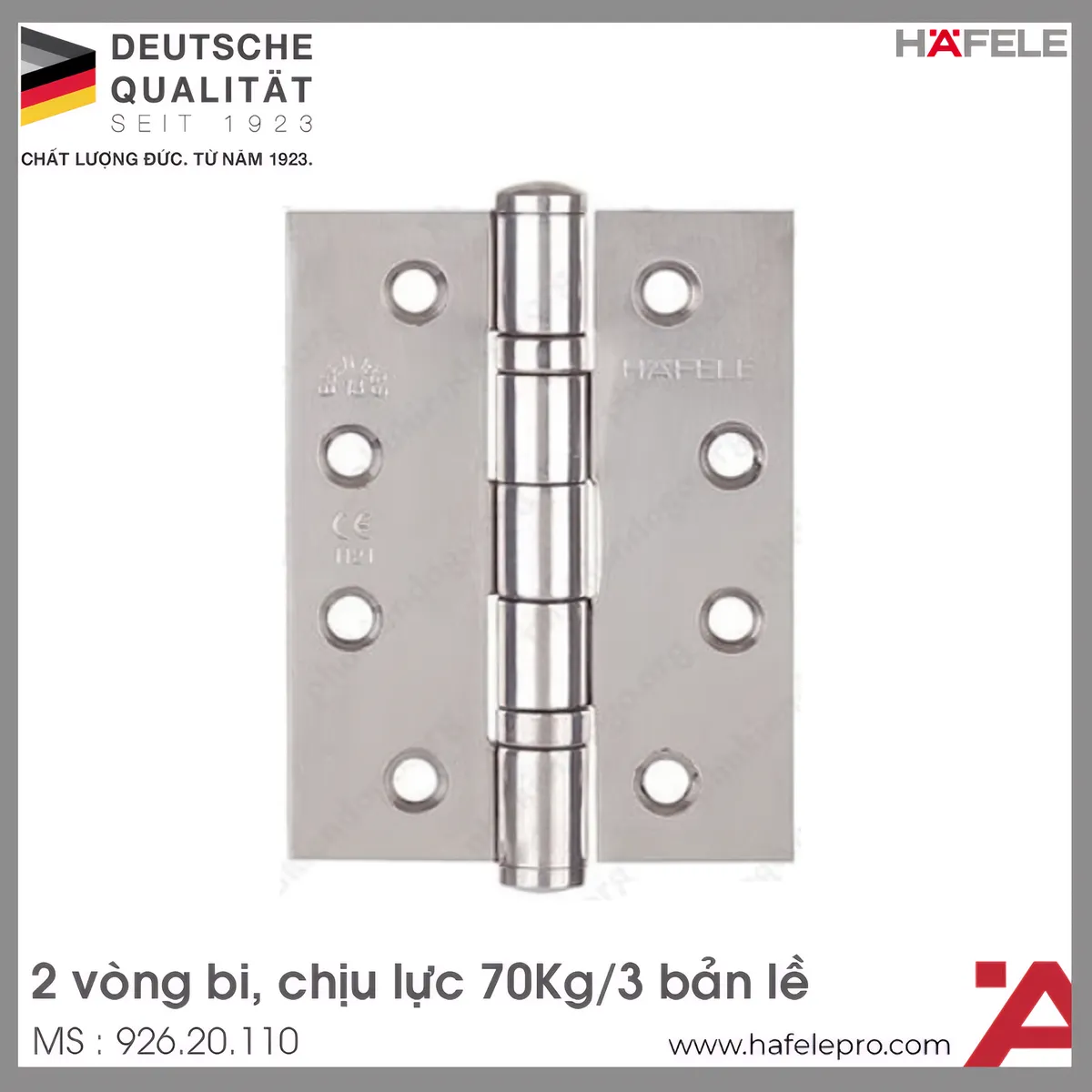 Bản Lề Lá 2 Vòng Bi Cho Cửa Thép 70Kg Hafele 926.20.110