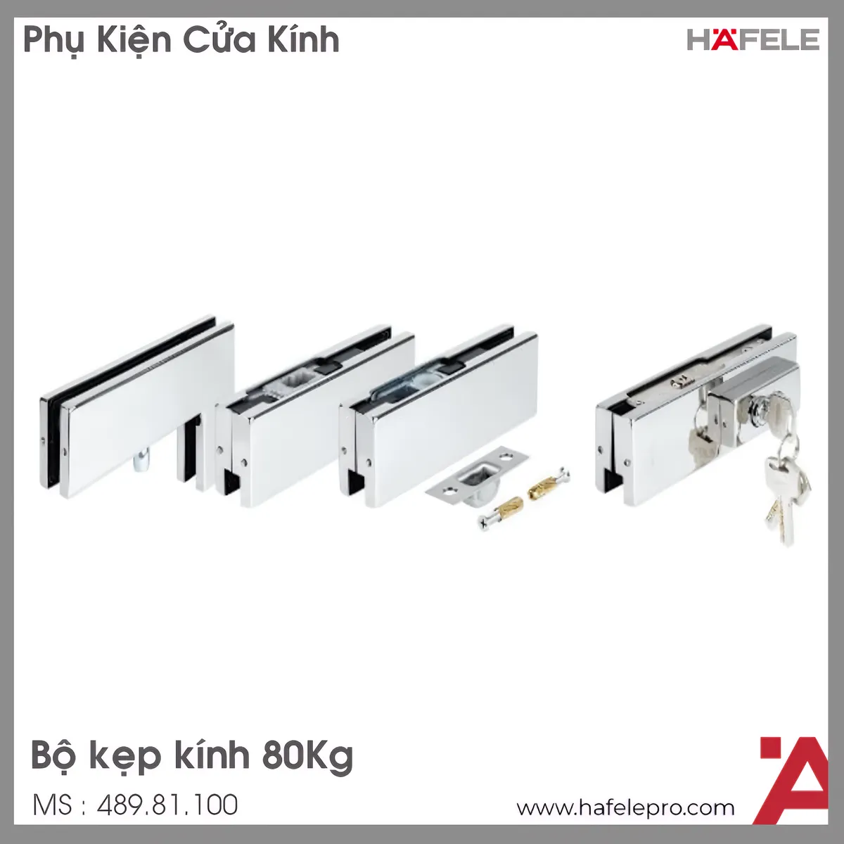Bộ Kẹp Kính 80Kg Hafele 489.81.100