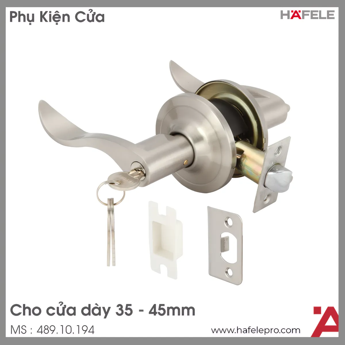 Bộ Khóa Tay Nắm Gạt Cửa Đi Hafele 489.10.194