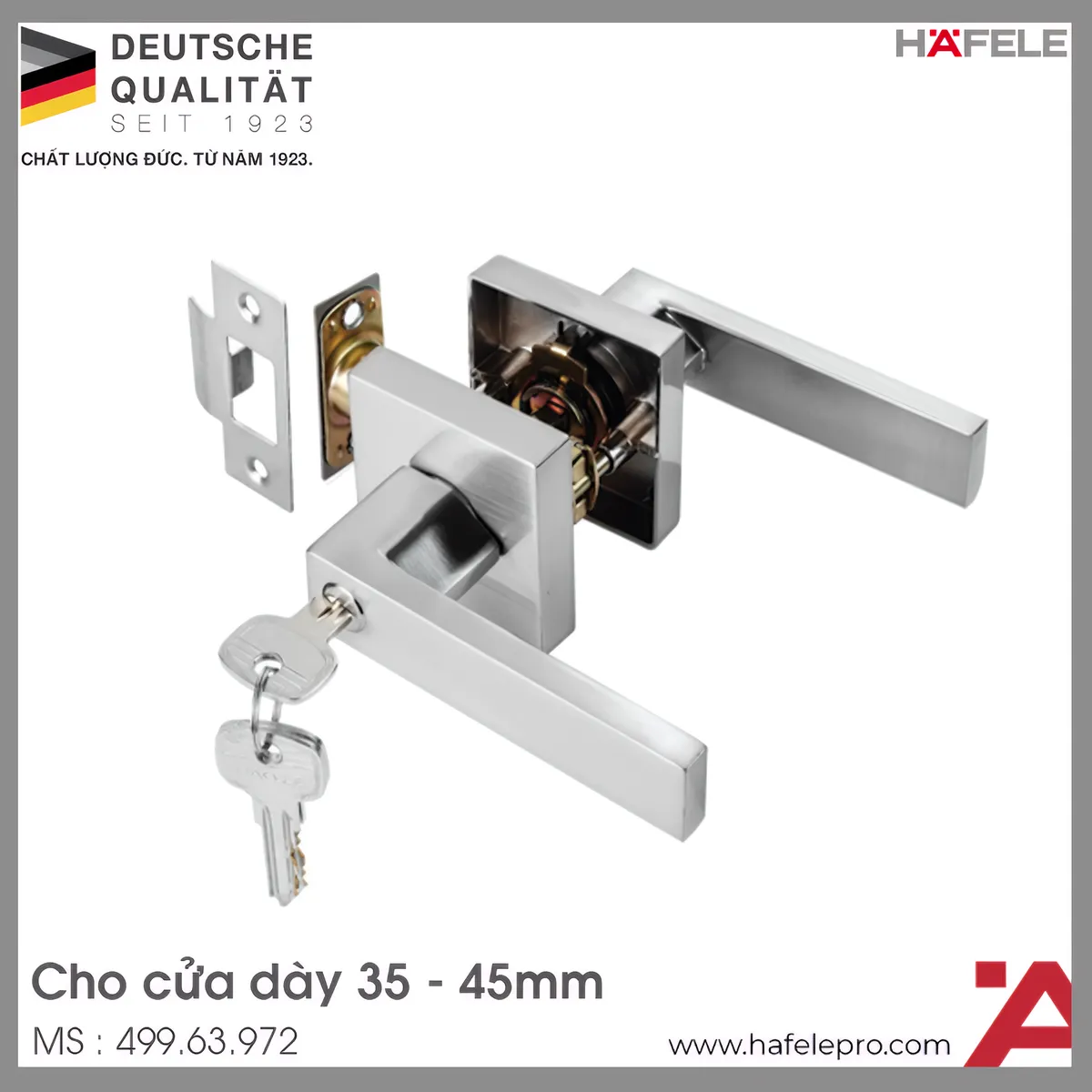 Bộ Khóa Tay Nắm Cửa Đi Hafele 499.63.972