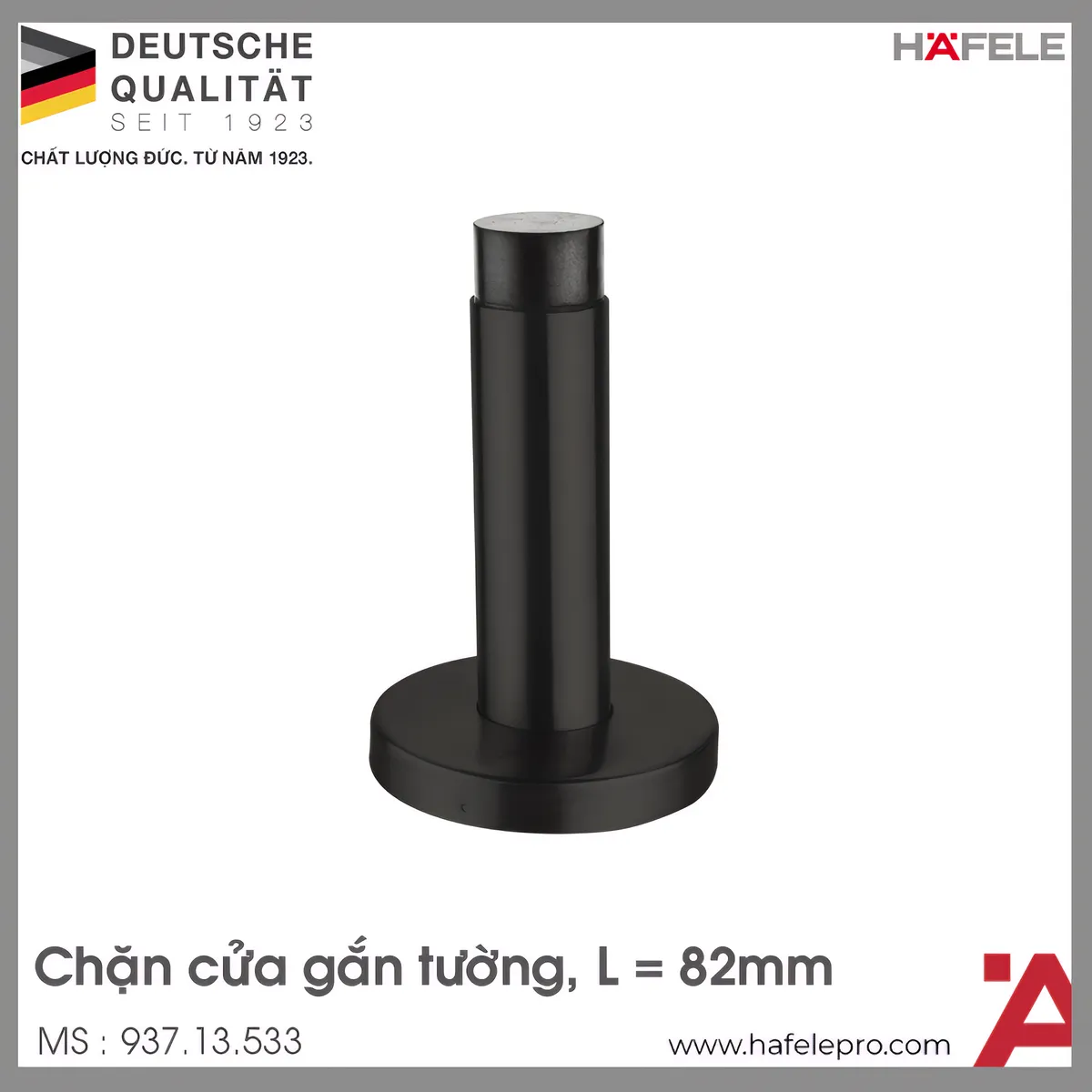 Chặn Cửa Gắn Tường Màu Đen Hafele 937.13.533