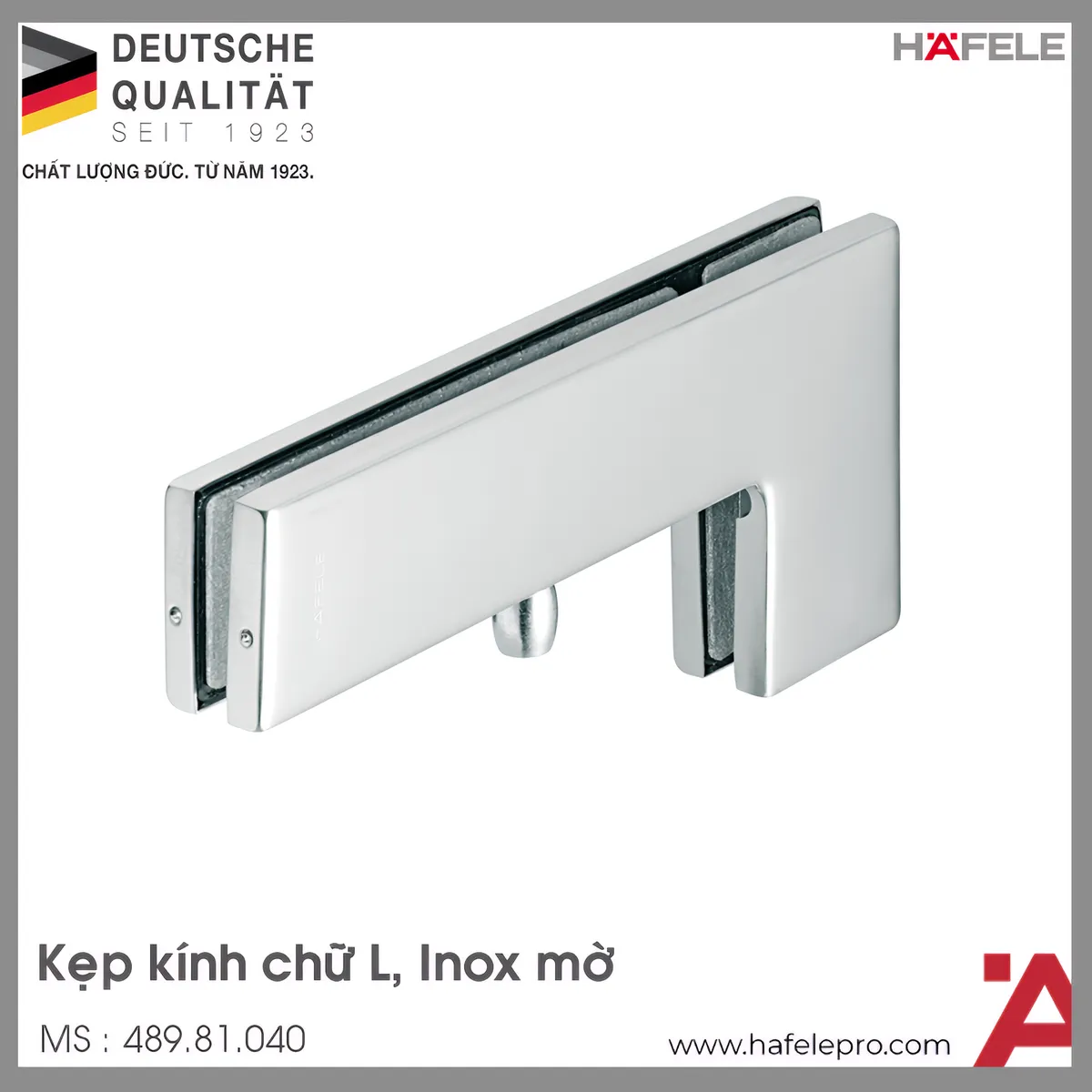Kẹp Kính Chữ L Inox Mờ Hafele 489.81.040
