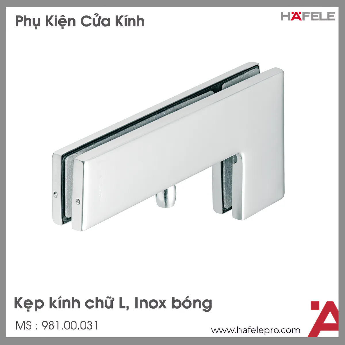 Kẹp Kính Chữ L Inox Bóng Hafele 981.00.031