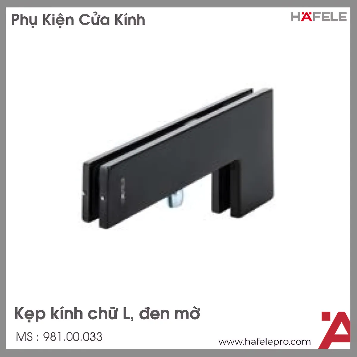 Kẹp Kính Chữ L Màu Đen Hafele 981.00.033