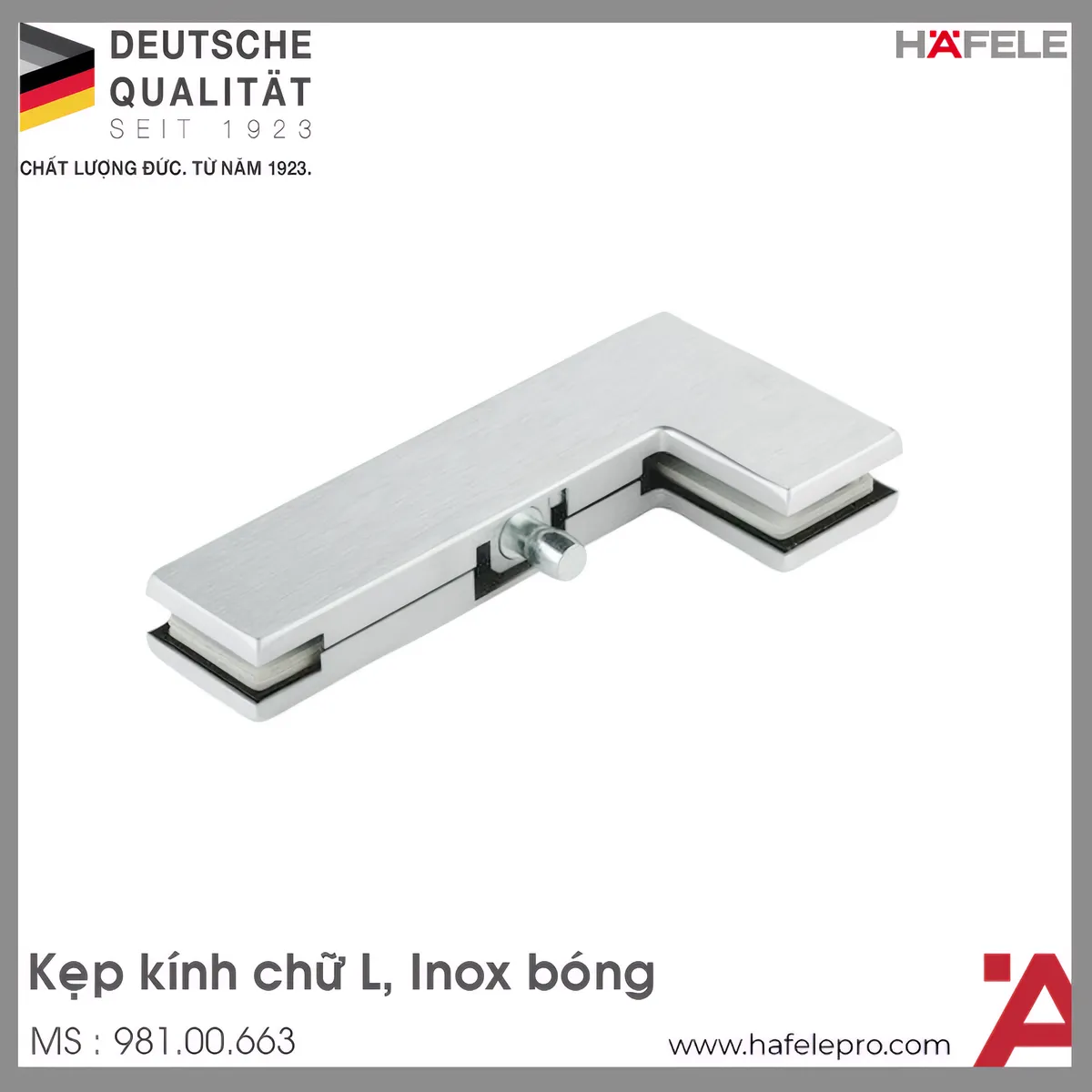 Kẹp Kính Chữ L Inox Bóng Hafele 981.00.663