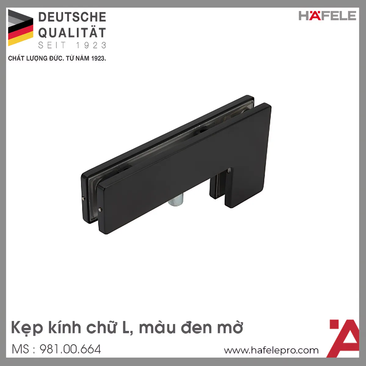 Kẹp Kính Chữ L Màu Đen 80Kg Hafele 981.00.664