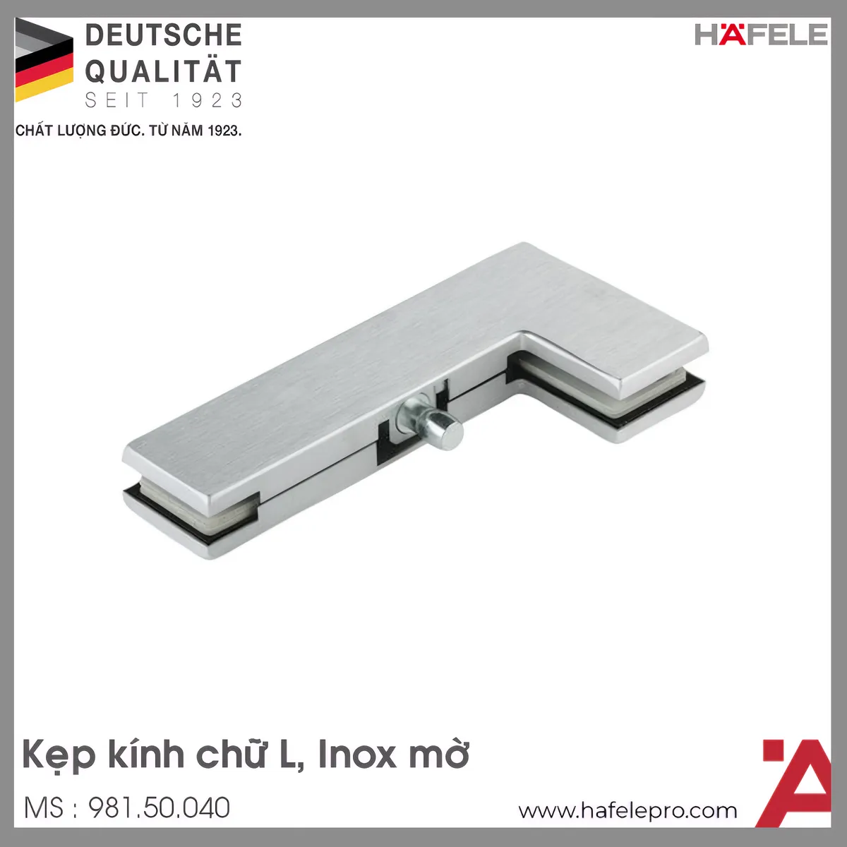 Kẹp Kính Chữ L Inox Mờ Hafele 981.50.040