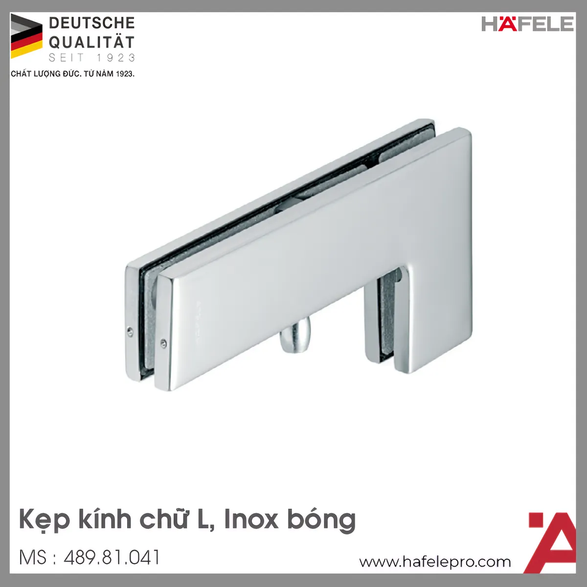 Kẹp Kính Chữ L Inox Bóng Hafele 489.81.041
