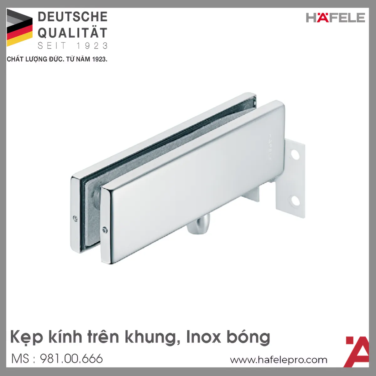 Kẹp Kính Trên Khung Gắn Tường Inox Bóng Hafele 981.00.666