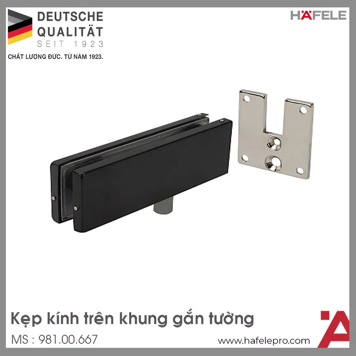 Kẹp Kính Trên Khung Gắn Tường Màu Đen Hafele 981.00.667