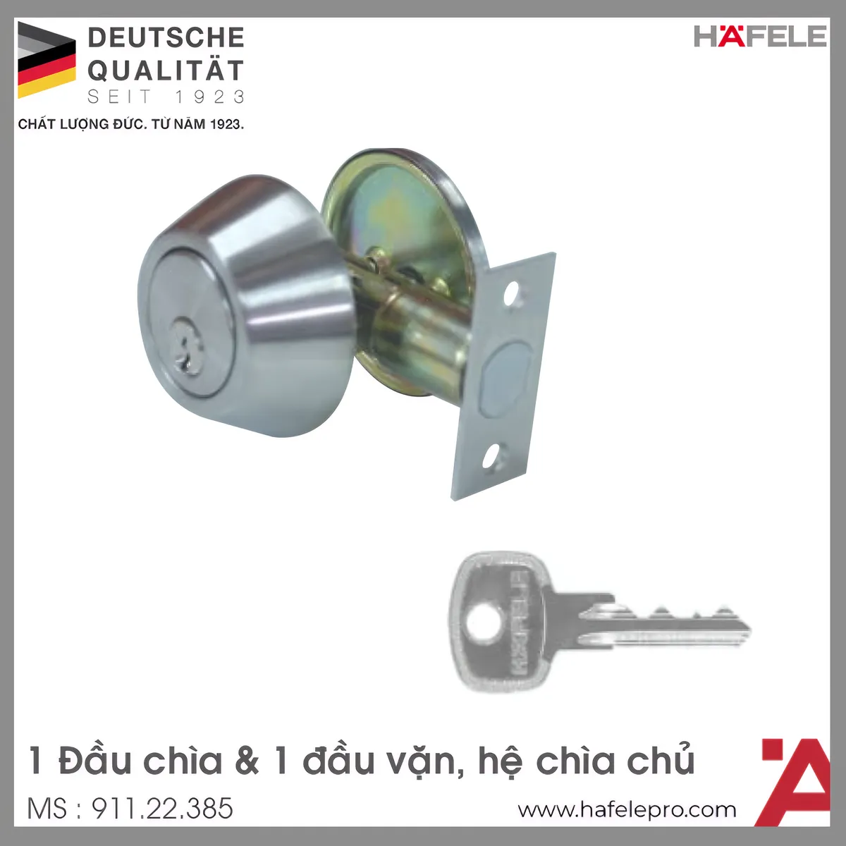 Khóa Cóc 1 Đầu Chìa 1 Đầu Vặn Hafele 911.22.385