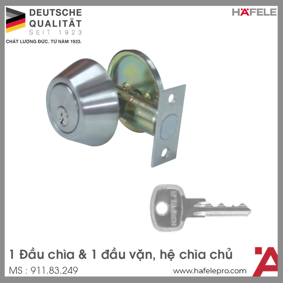 Khóa Cóc 1 Đầu Chìa 1 Đầu Vặn Hafele 911.83.249