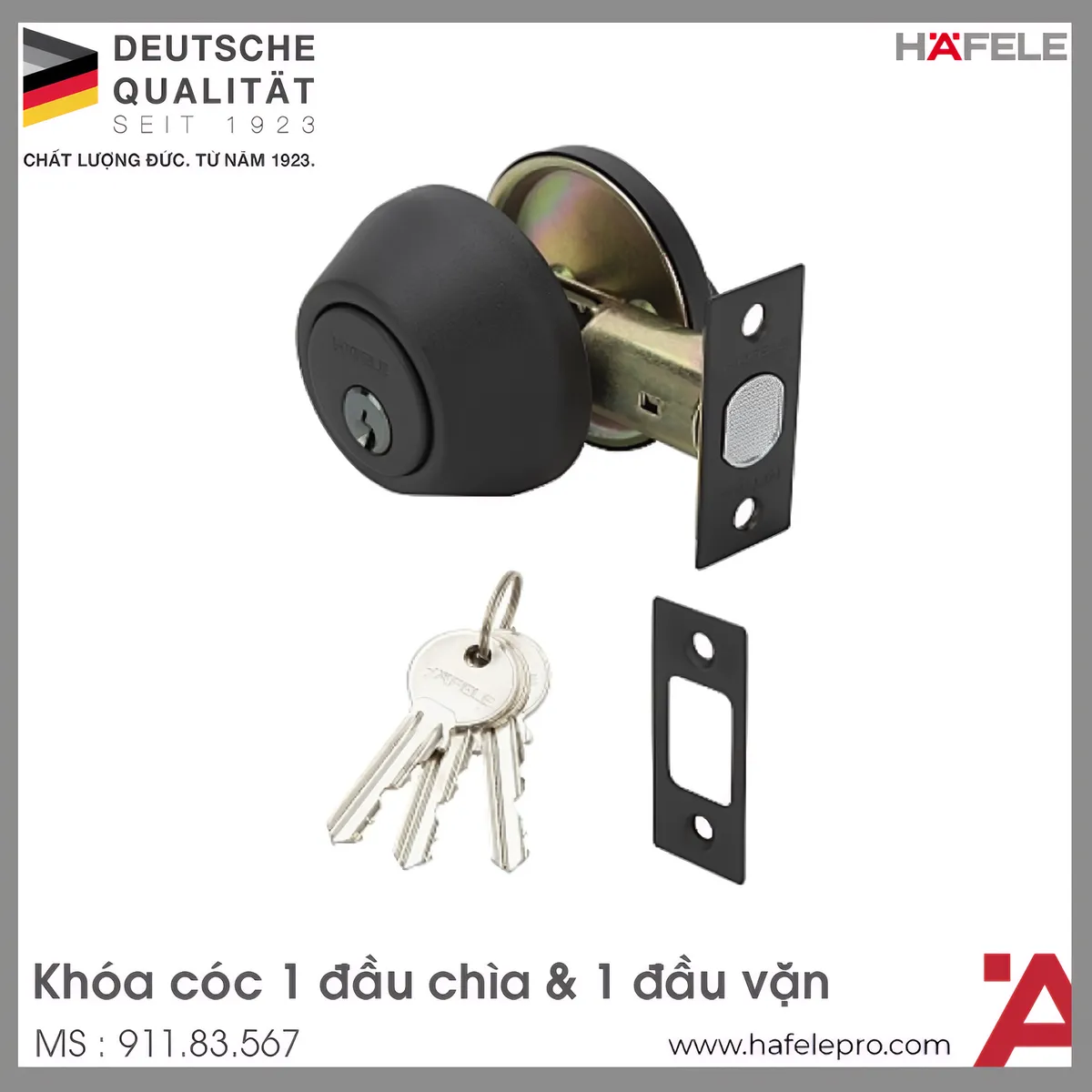 Khóa Cóc 1 Đầu Chìa 1 Đầu Vặn Hafele 911.83.567