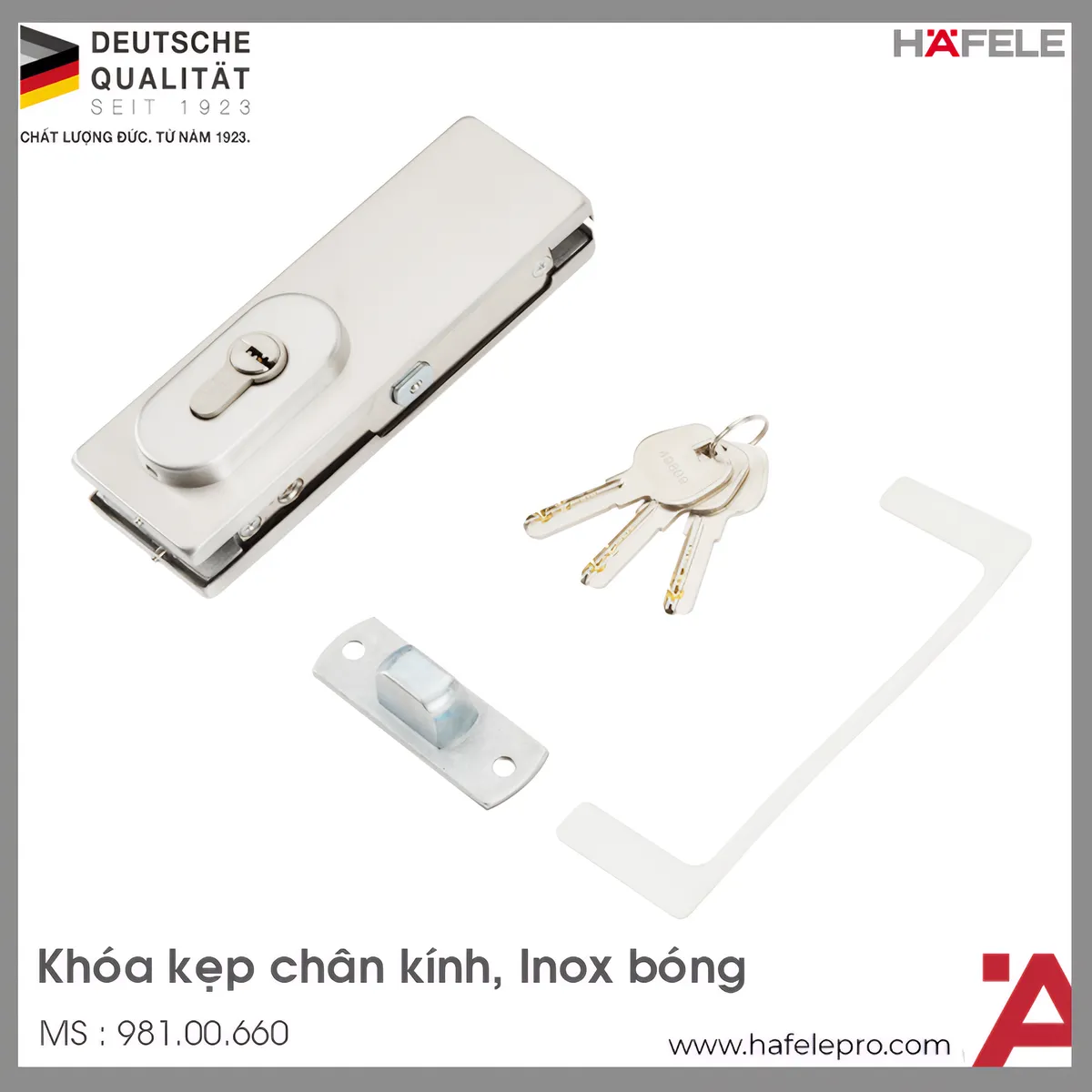 Khóa Kẹp Chân Kính Inox Bóng Hafele 981.00.660