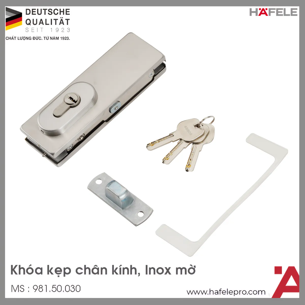 Khóa Kẹp Chân Kính Inox Mờ Hafele 981.50.030