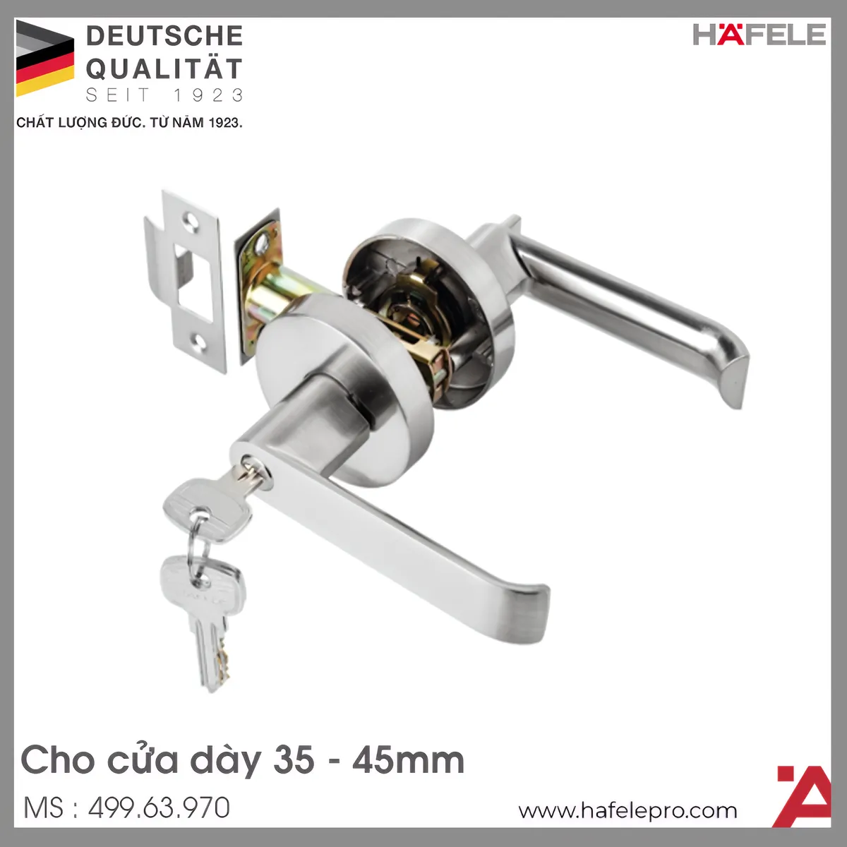 Bộ Khóa Tay Nắm Gạt Cửa Đi Hafele 499.63.970