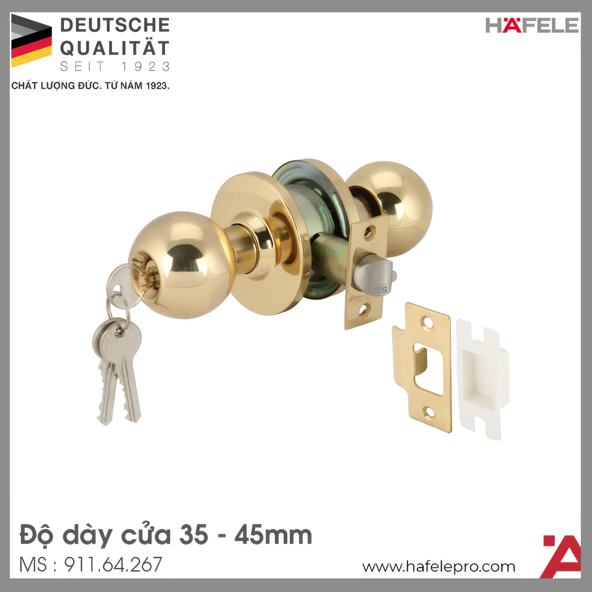 Khóa Tay Nắm Tròn Cửa Chính Hafele 911.64.267