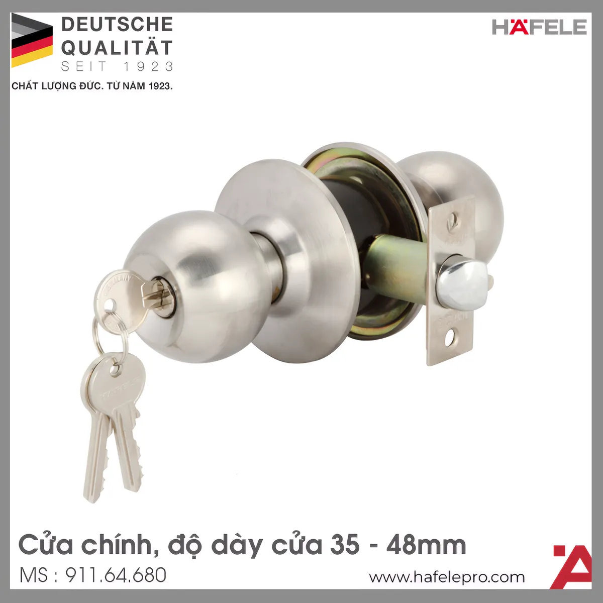 Khóa Nắm Tròn Cho Cửa Chính Hafele 911.64.680
