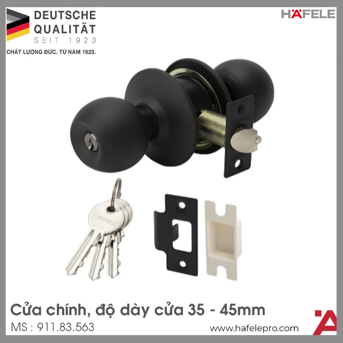 Khóa Tay Nắm Tròn Cửa Chính Hafele 911.83.563