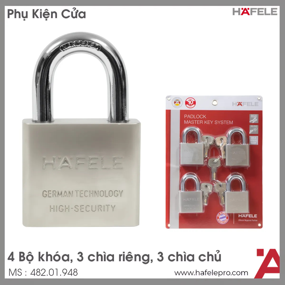 Bộ Khóa Treo Super 60mm Hafele 482.01.948