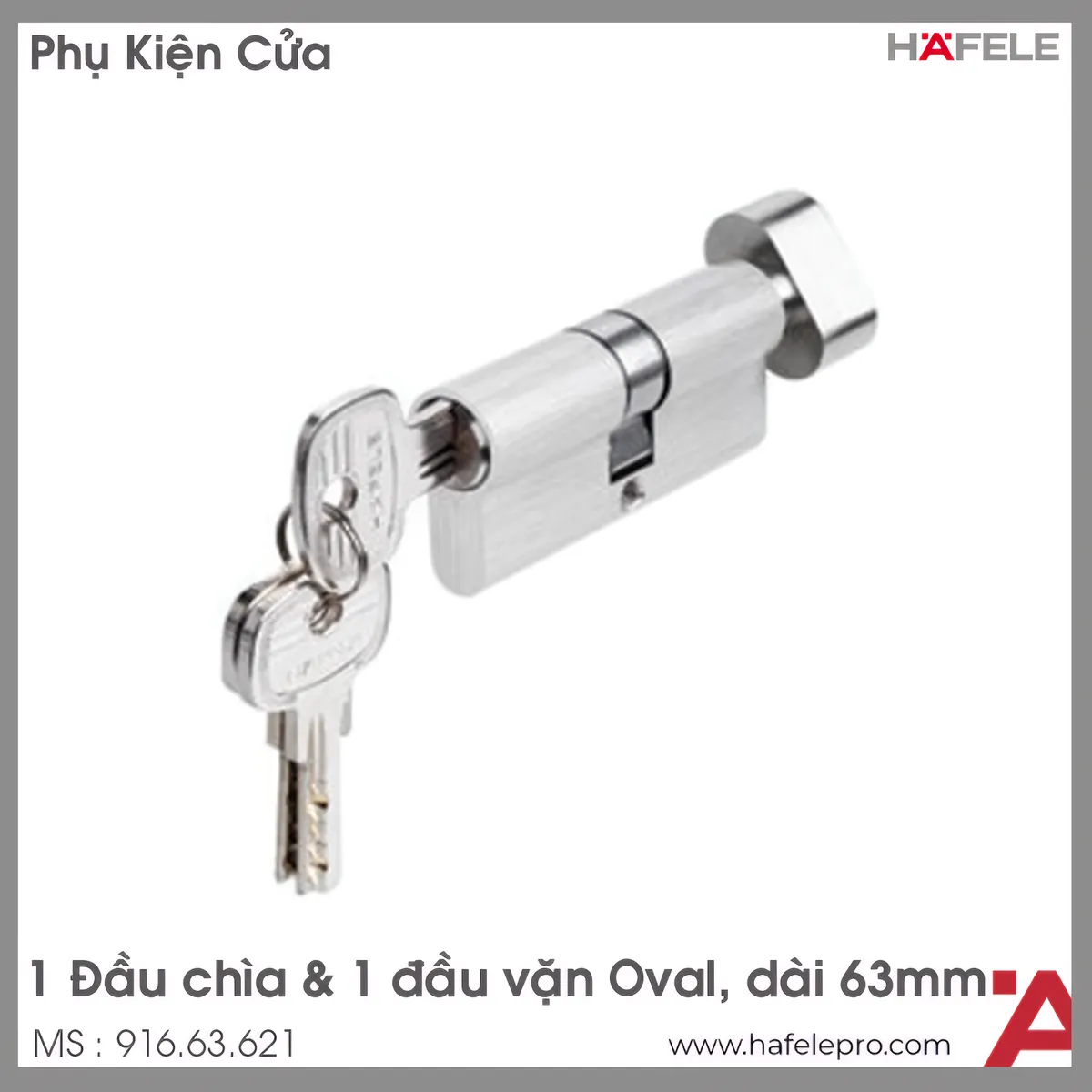 Ruột Khóa 1 Chìa 1 Vặn 66mm Hafele 916.63.621