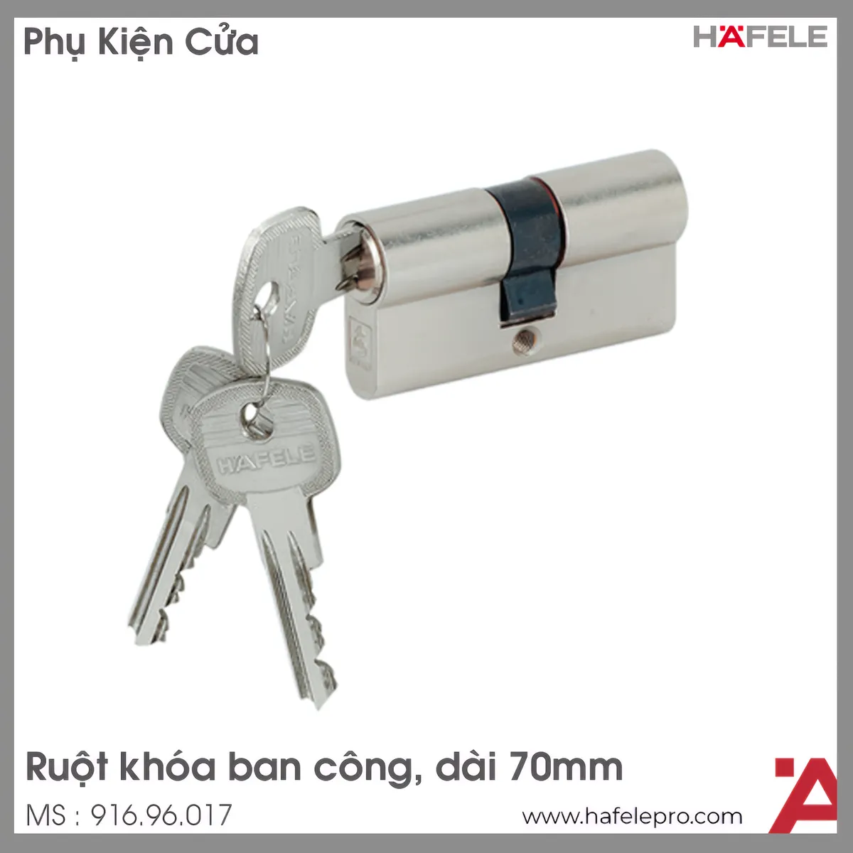 Ruột Khóa Ban Công 70mm Hafele 916.96.017